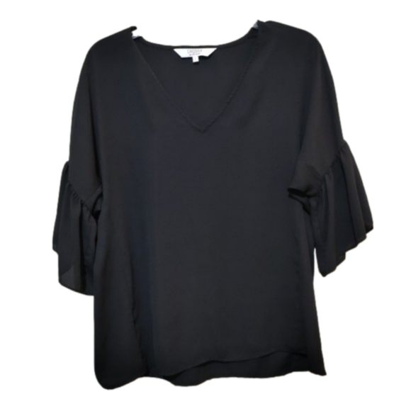 Crosby by Mollie Burch Womens Black Sheer Chiffon Top Size Small - Picture 1 of 6